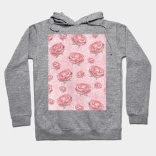 Watercolour red peonies flowery pattern Hoodie